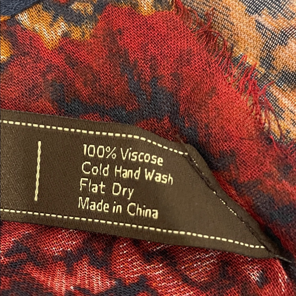 Patricia Nash Floral Shear Tapestry Scarf - Red, Blue, Gold - Picture 9 of 15